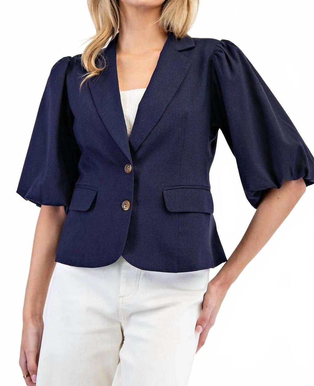 NEW EE:SOME bubble sleeve blazer in navy